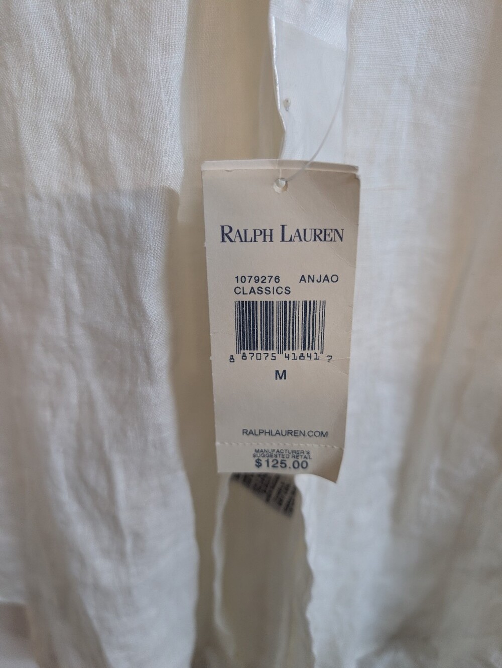 Polo by Ralph Lauren White Short-Sleeve Button-Down Linen Shirt Medium NWT - Picture 4 of 8